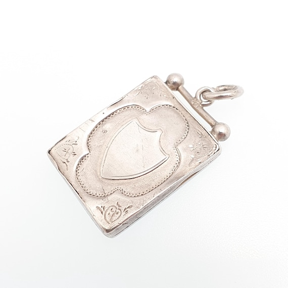 Antique Sterling Silver Locket Rectangular 1900 H… - image 3