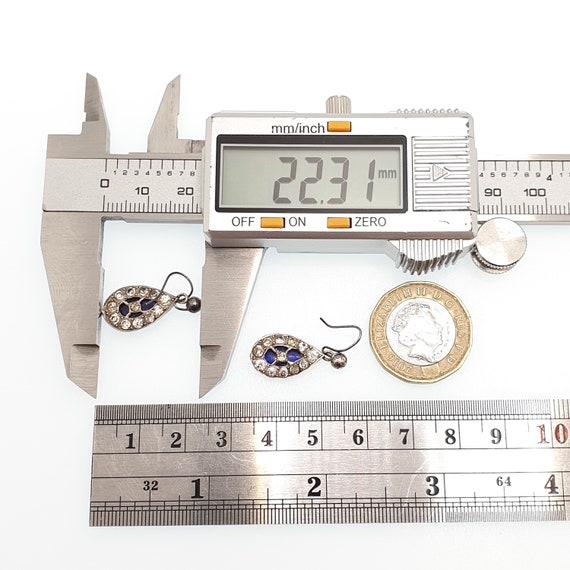 Antique Victorian Solid Silver Paste Earrings Bri… - image 8