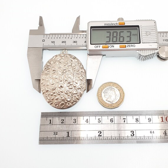 Antique Victorian Solid Silver Locket Shell & Flo… - image 8