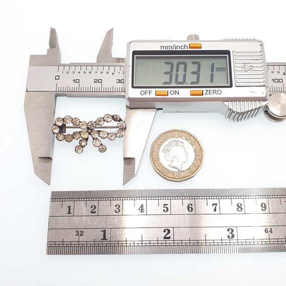 Antique Victorian Paste Solid Silver Bow Brooch R… - image 6