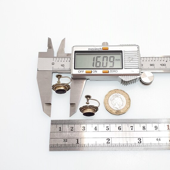 Antique Solid Silver Natural Amethyst Earrings Se… - image 10