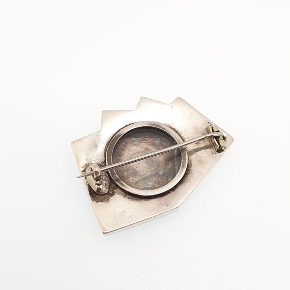 Antique Solid Silver Playing Card Brooch Bird Vic… - image 4