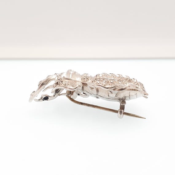 Antique Victorian Solid Silver Scarab Beetle Broo… - image 8