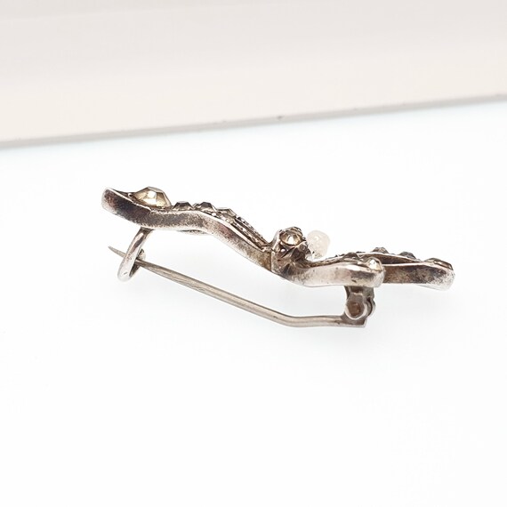 Antique Diamond Paste Solid Silver Bow Brooch Fre… - image 4