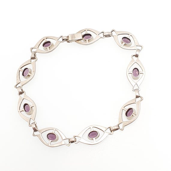 Antique Solid Silver Amethyst Paste & Seed Pearl … - image 6