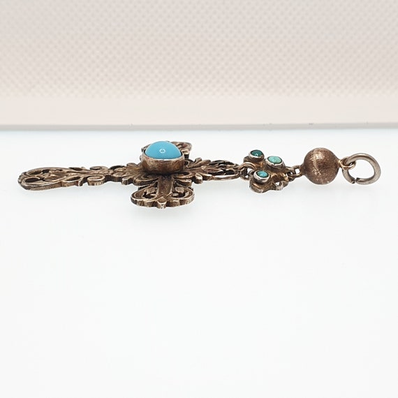 Antique Austro Hungarian Solid Silver Turquoise C… - image 5
