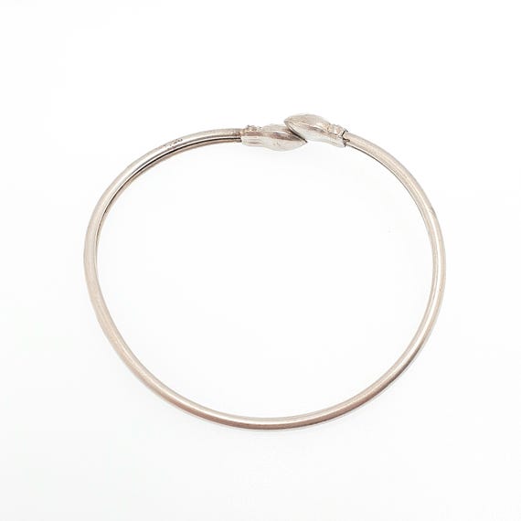 Antique Victorian Solid Silver Bangle Bypass Cros… - image 4