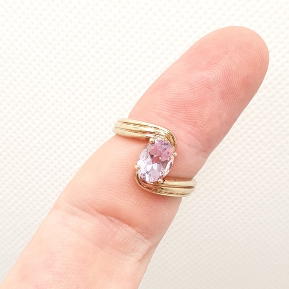 Vintage 9ct 375 Gold Amethyst Ring Crossover Soli… - image 3