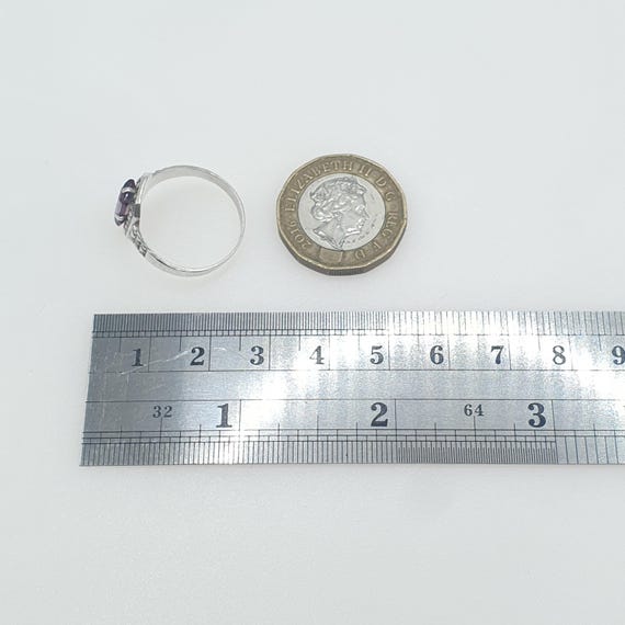 Antique Solid Silver Amethyst Paste Ring Rectagul… - image 9