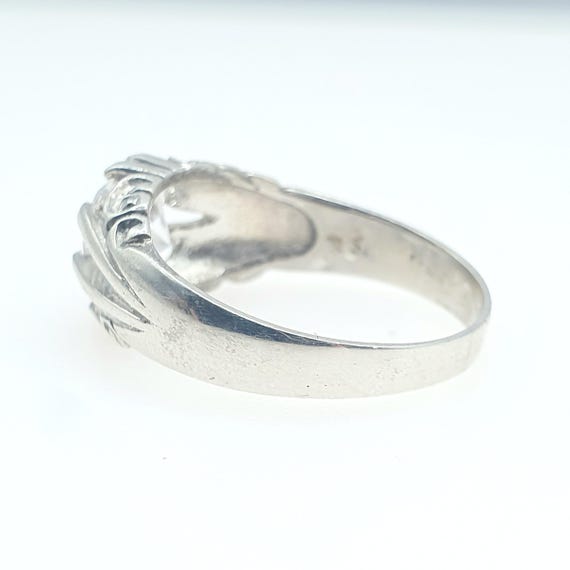 Vintage Solid Silver CZ Gypsy Ring Solitaire Roun… - image 6