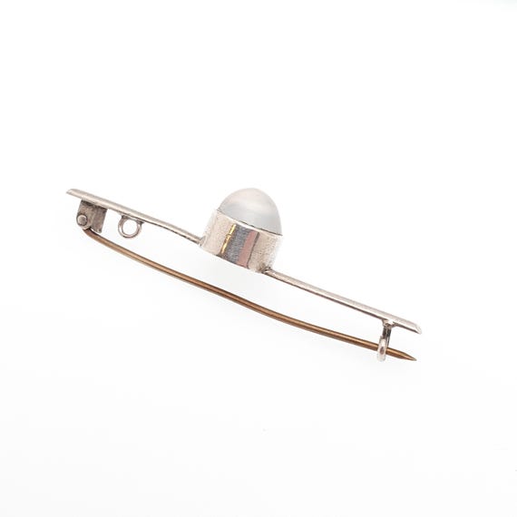 Antique Moonstone Brooch Solid Silver Victorian V… - image 5