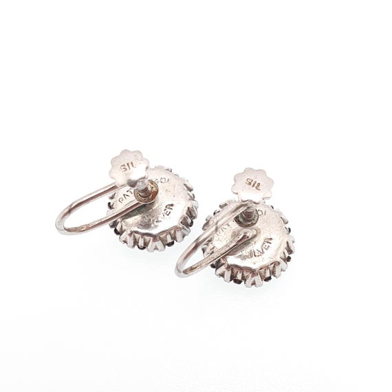 Antique Solid Silver Emerald & Diamond Paste Earr… - image 6