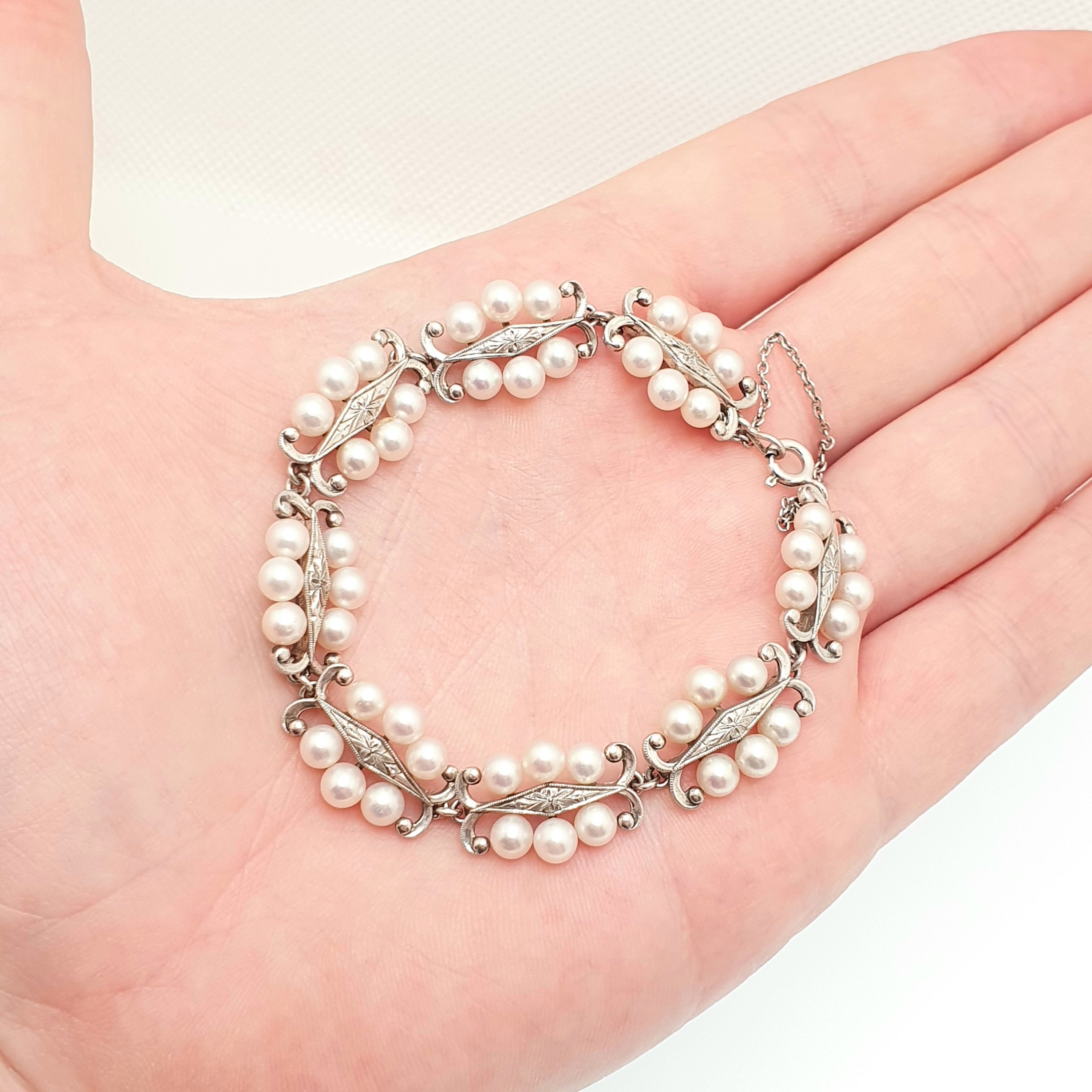 ヴィンテージ ミキモト パールブレスレット スターリングシルバー 養殖