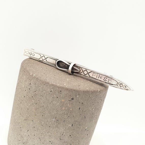 Antique Solid Silver MARIUS HAMMER Ski Brooch Pin… - image 4