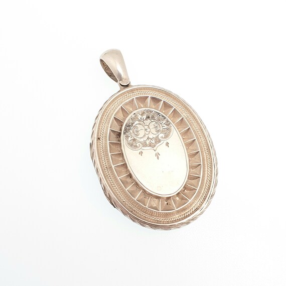 Antique Locket Solid Silver Victorian Large Big V… - image 2