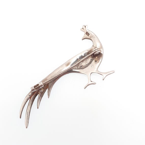 Antique Solid Silver Peacock Paste Brooch Enamel … - image 8