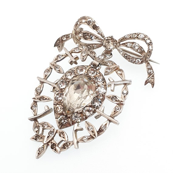Antique Victorian Solid Silver Diamond Paste Broo… - image 3