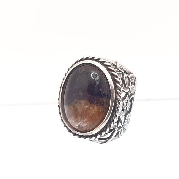 Antique Blue John Solid Silver Ring Victorian Art… - image 5
