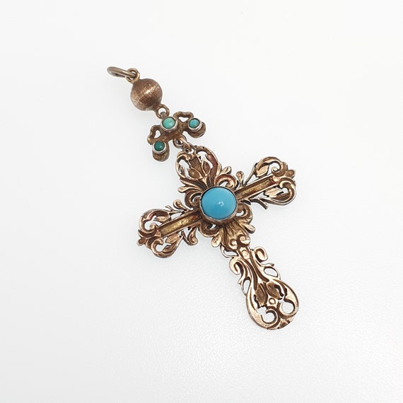 Antique Austro Hungarian Solid Silver Turquoise C… - image 2