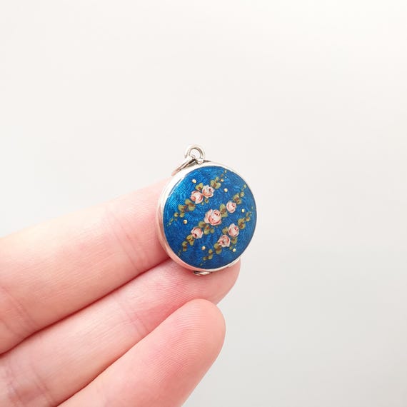Antique Guilloche Enamel Solid Silver Locket Edwa… - image 4