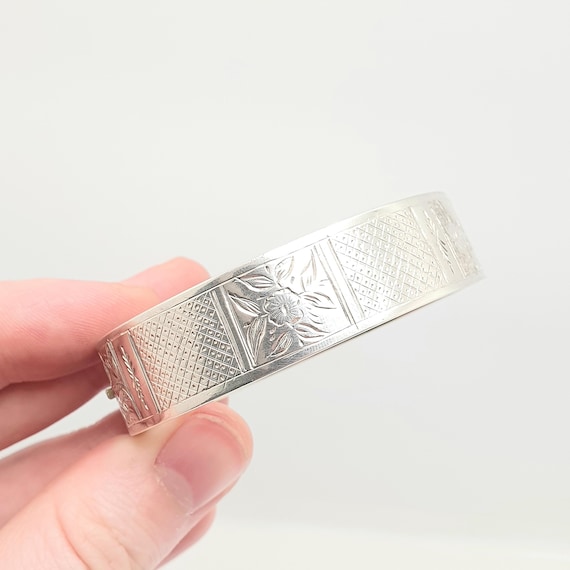 Victorian Solid Silver Antique Snap Bangle Bracel… - image 2