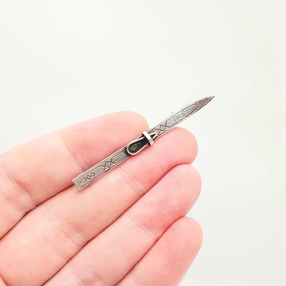 Antique Solid Silver MARIUS HAMMER Ski Brooch Pin… - image 3