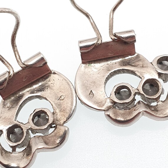 Antique Solid Silver Diamond Paste Earrings Art D… - image 6