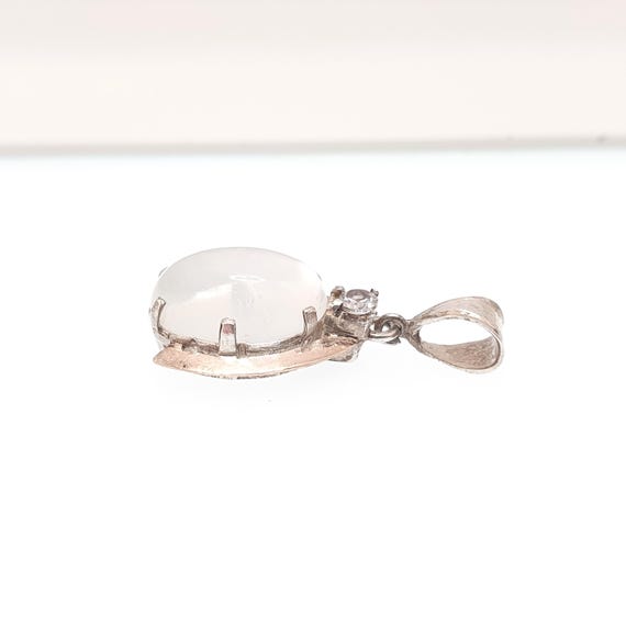 Antique Solid Silver Moonstone Wishbone Necklace … - image 6