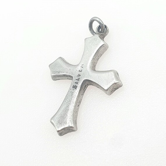 Antique Solid Silver Diamond Paste Crucifix Penda… - image 4