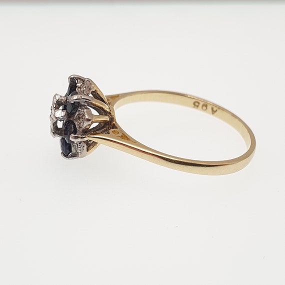 Vintage Diamond & Sapphire 18k Gold Ring Solid 18… - image 5