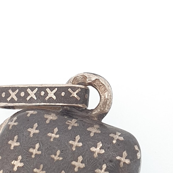 Antique Solid Silver Niello Locket Victorian Rect… - image 6