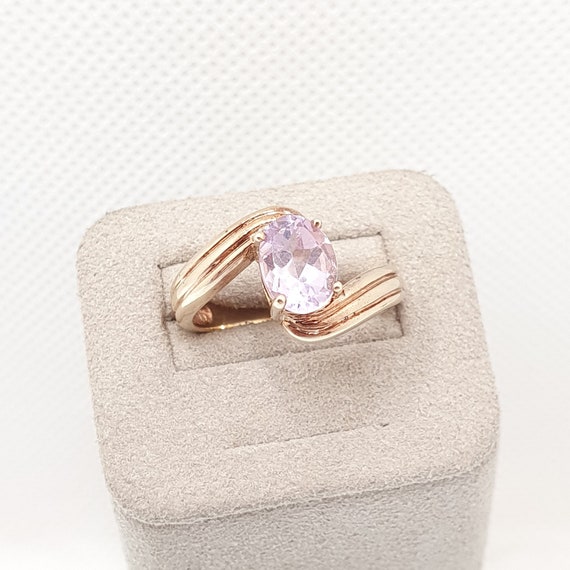 Vintage 9ct 375 Gold Amethyst Ring Crossover Soli… - image 1