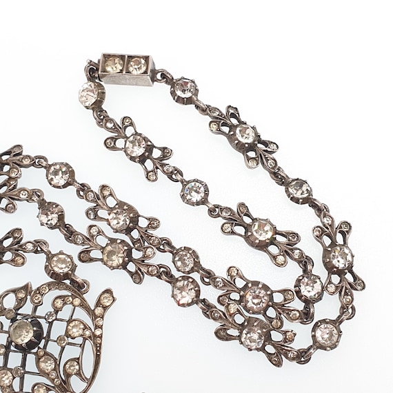 Antique Georgian Solid Silver Paste Necklace Lava… - image 7