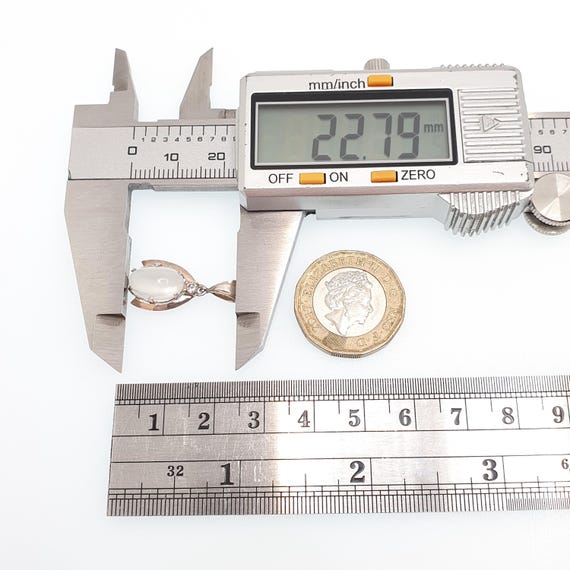 Antique Solid Silver Moonstone Wishbone Necklace … - image 9