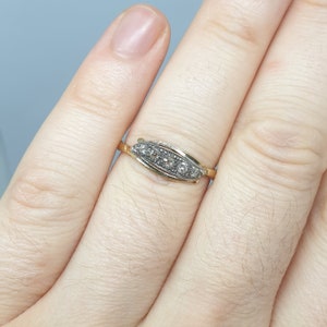 Antique Diamond Ring Solid 18ct 18k Gold 750 Old Cut 1910s Hallmarked 5 Stone Ladies Womens Vintage Sparkly Jewelry Jewellery UKR US8.75 image 5