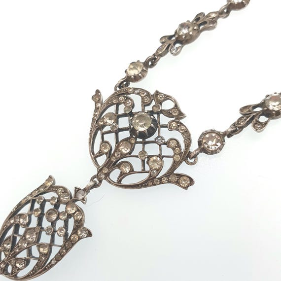 Antique Georgian Solid Silver Paste Necklace Lava… - image 9