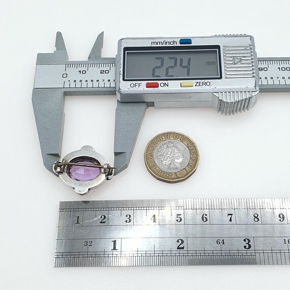 Antique Victorian Solid Silver Natural Amethyst B… - image 7