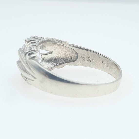 Vintage Solid Silver CZ Gypsy Ring Solitaire Roun… - image 7