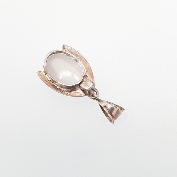 Antique Solid Silver Moonstone Wishbone Necklace … - image 7