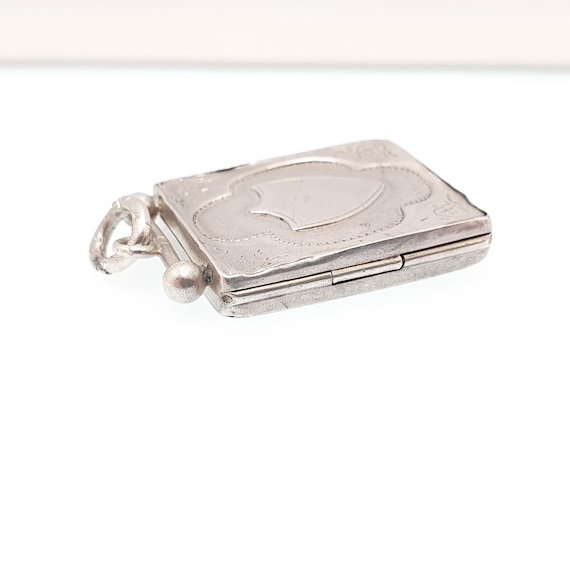 Antique Sterling Silver Locket Rectangular 1900 H… - image 10