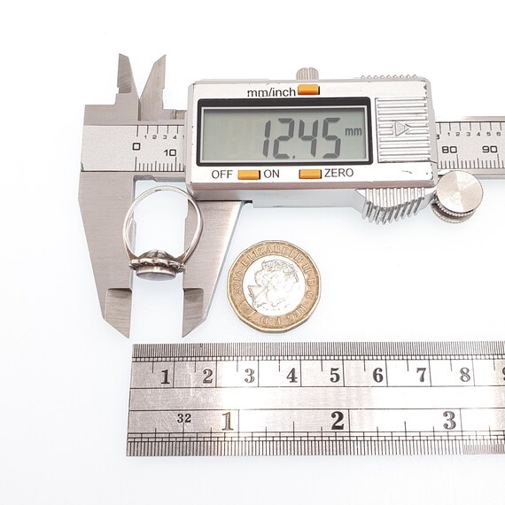 Antique Solid Silver Black Opal Ring Natural Genu… - image 8