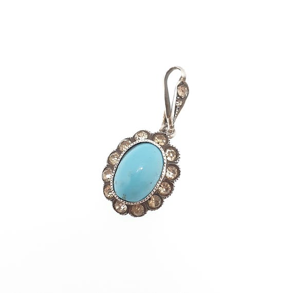 Antique Victorian Solid Silver Turquoise Glass Pe… - image 2