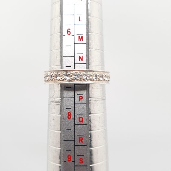 Antique Solid Silver Eternity Ring White Spinel G… - image 8