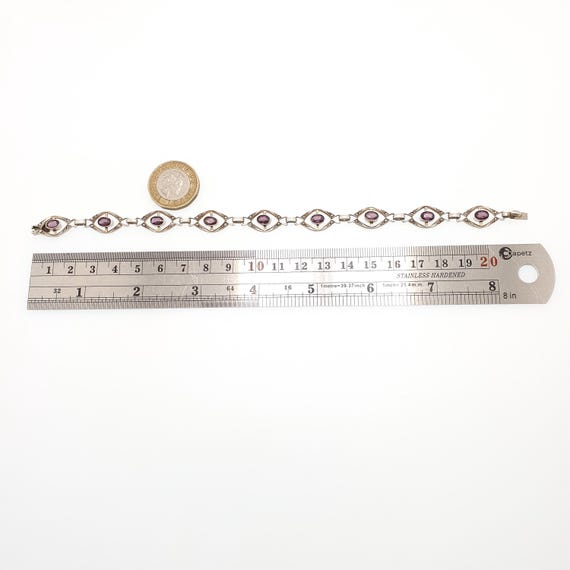 Antique Solid Silver Amethyst Paste & Seed Pearl … - image 9