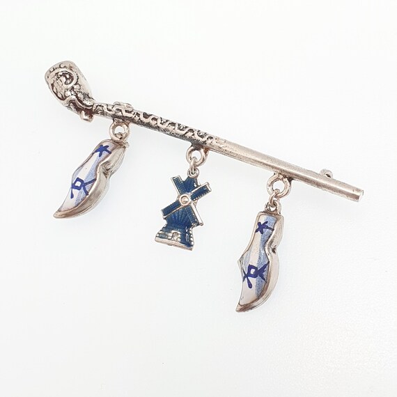 Antique Dutch Solid Silver Pipe Clog Windmill Bro… - image 3