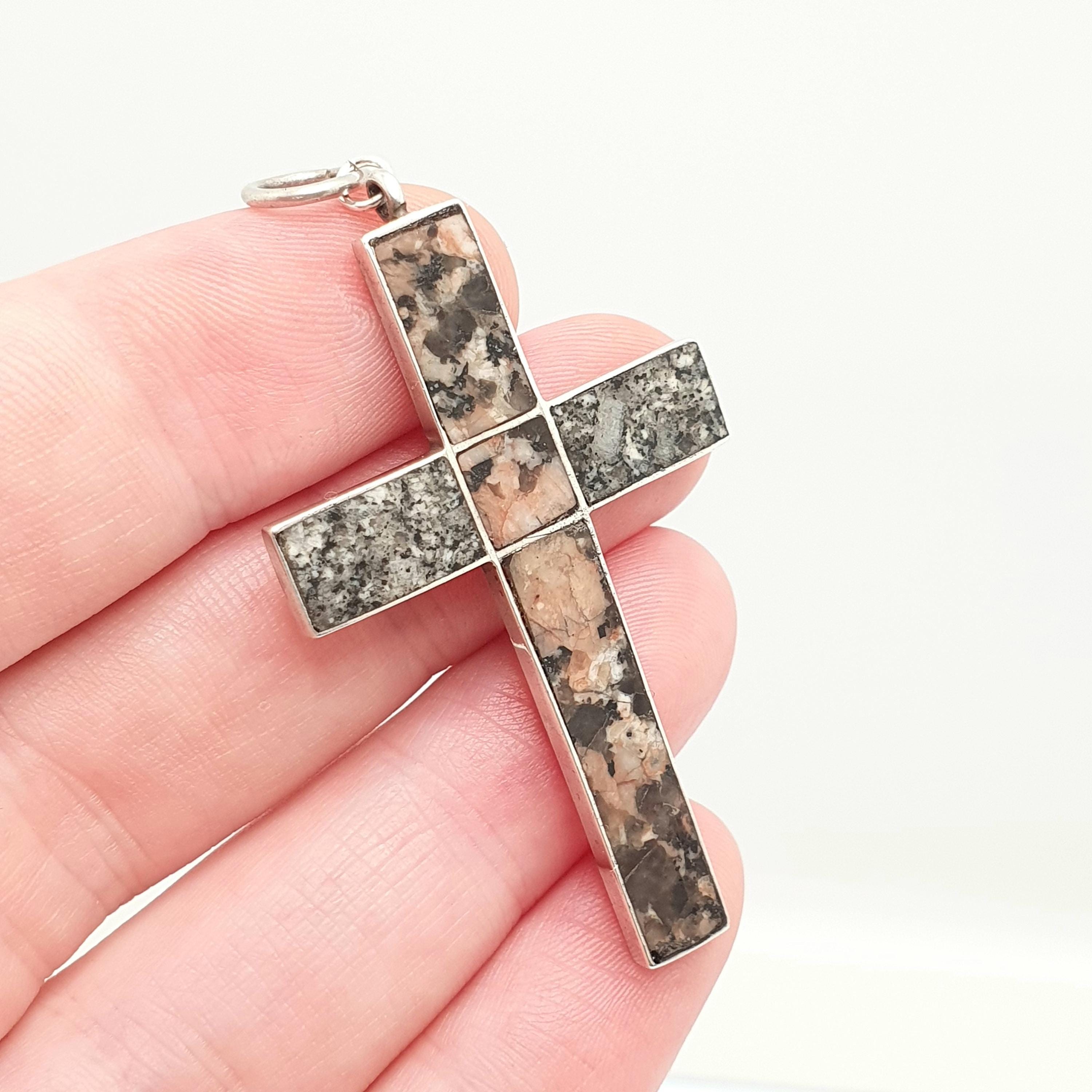 Antique Victorian Solid Silver Scottish Cross Necklace Pendant