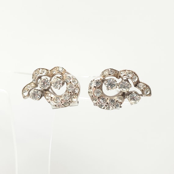 Antique Solid Silver Diamond Paste Earrings Art D… - image 2