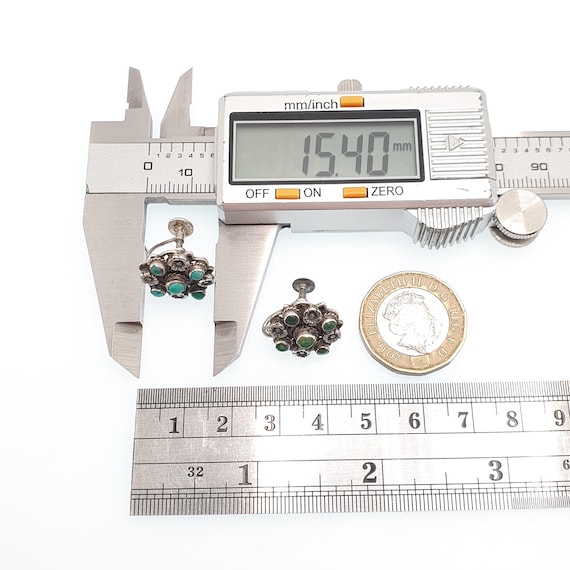 Antique Solid Silver Turquoise Earrings Victorian… - image 8