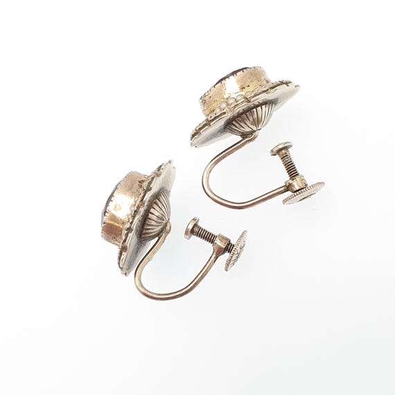 Antique Solid Silver Natural Amethyst Earrings Se… - image 7