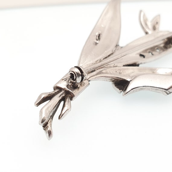 Antique Diamond Paste Solid Silver Brooch Pin Lea… - image 7